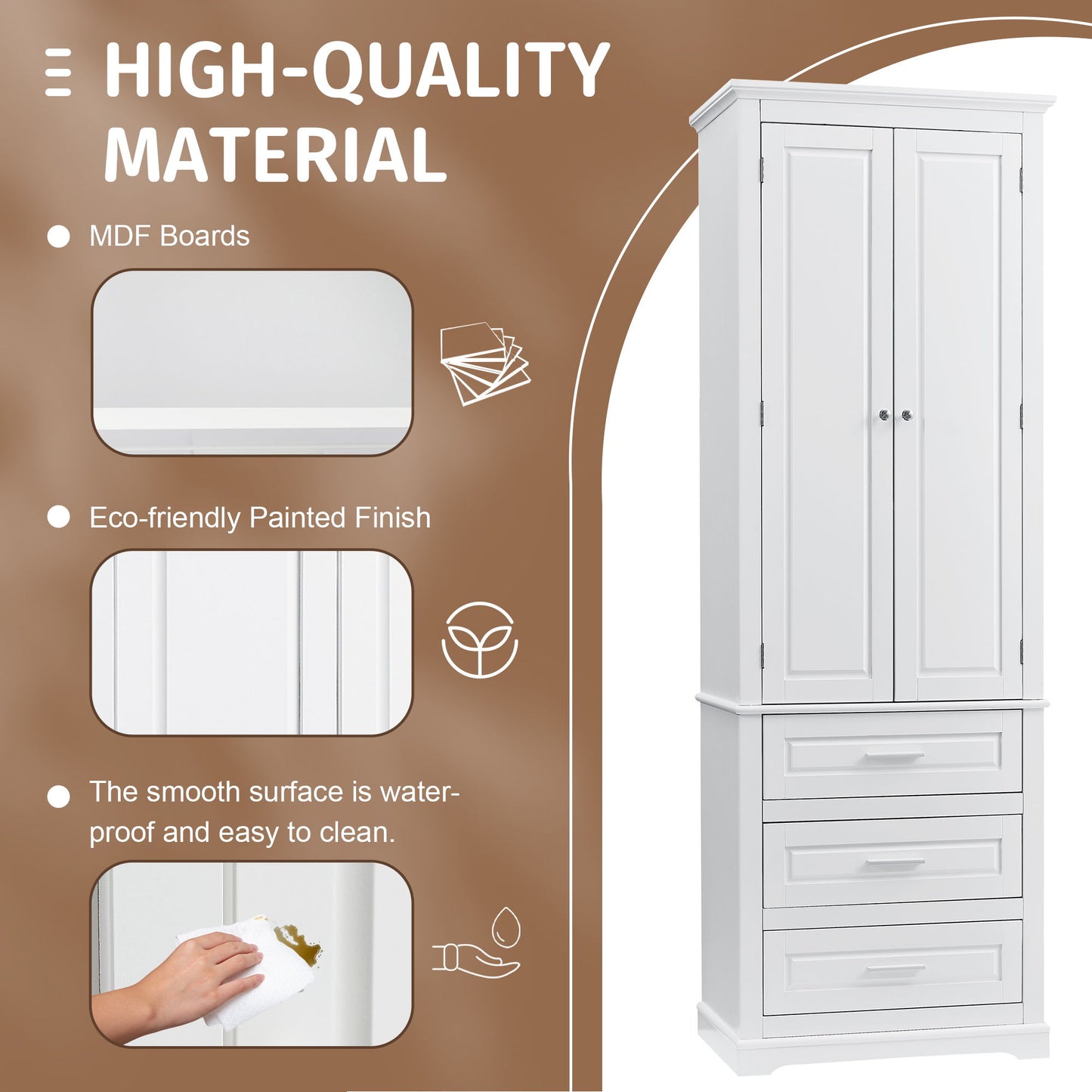 Storage Cabinet With 3 Drawers For Bathroom