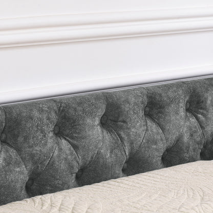 Upholstered Tufted Daybed With Drawers, Waved Arms