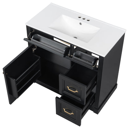 Modern Bathroom Vanity With Sink, 4 Drawers, Soft-Close Door, Adjustable Shelf