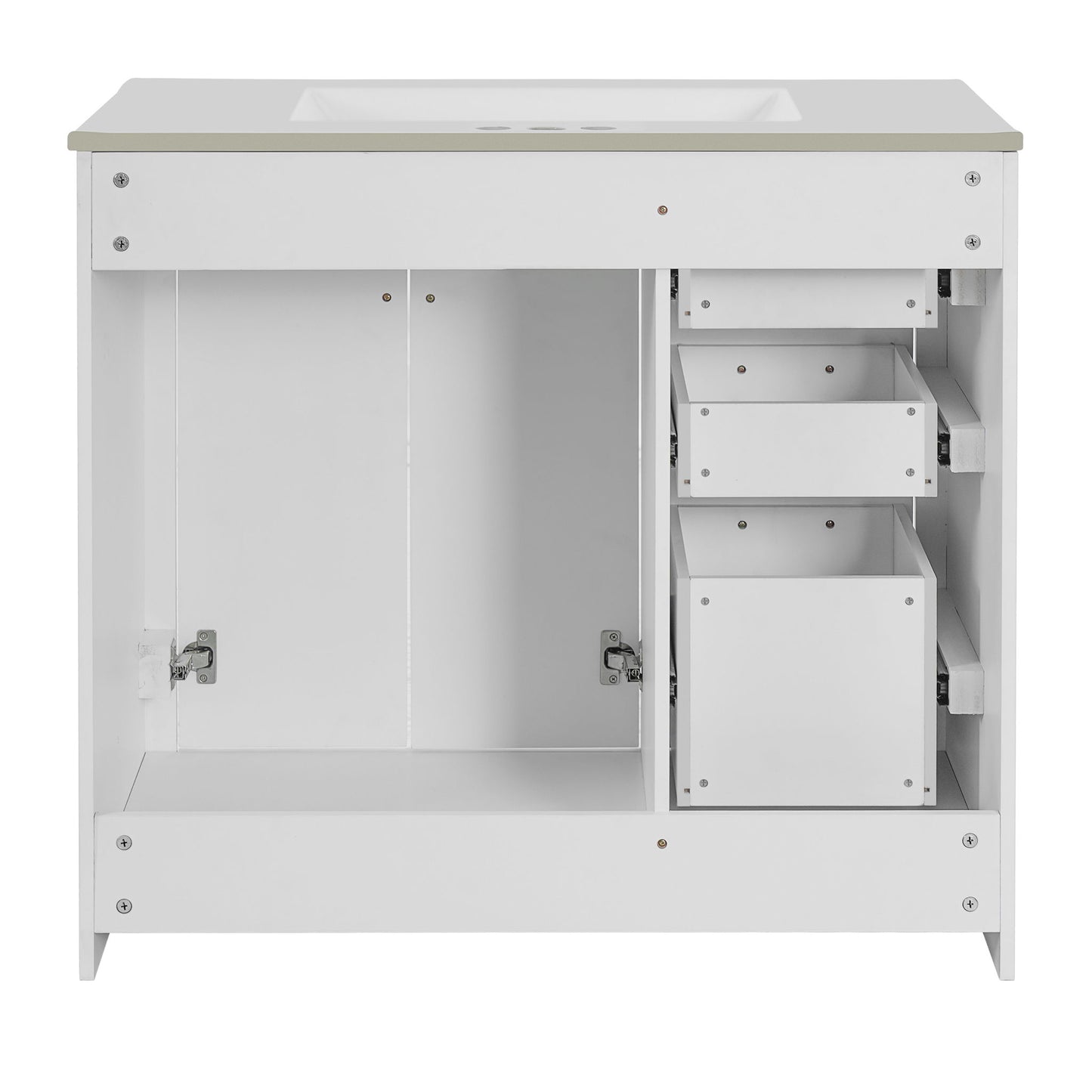Bathroom Vanity With Sink Combo, Storage Cabinet, Freestanding Set With 3 Drawers & Soft Closing Doors