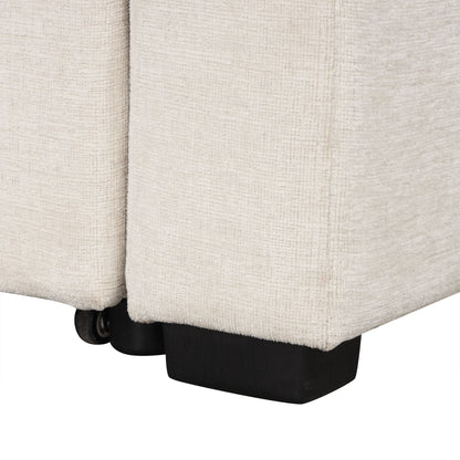 Sectional Sofa Convertible Pull-Out Bed With Storage Ottoman & USB Ports
