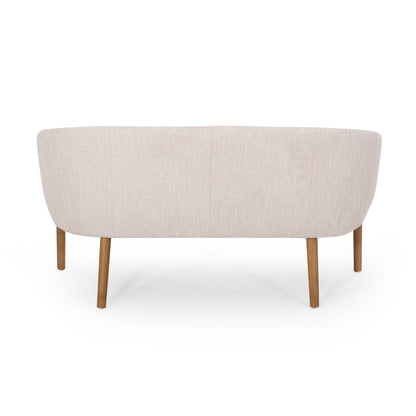 Mid Century Modern Loveseat With Channel Stitched Backrest