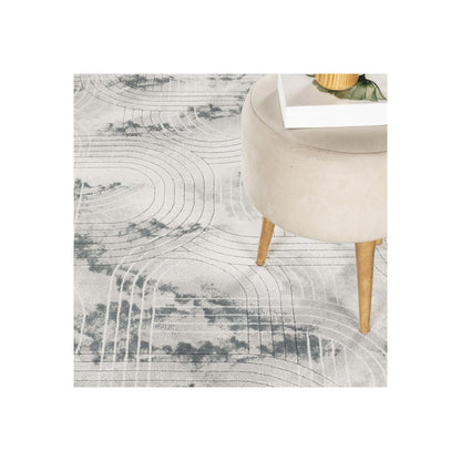 Geometrix - 5'3" X 7'3" Area Rug / Geometric 3D Effect - Ivory / Gray