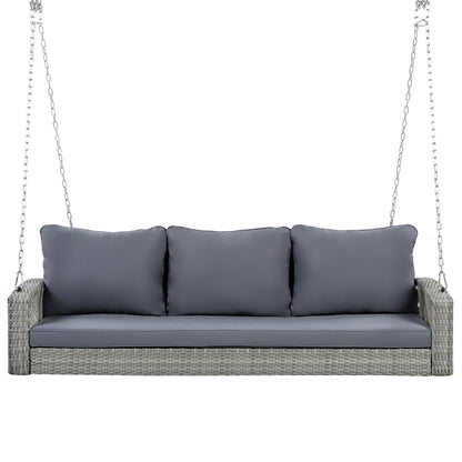 3 Person Large Patio Swing Bench With Cushions For Backyard