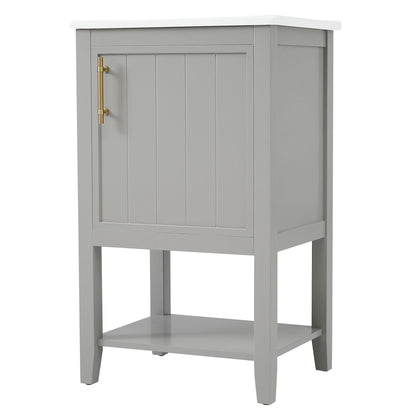 Modern Bathroom Vanity With Sink, Soft-Closing Door And Open Shelf
