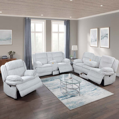 Contemporary Motion Loveseat With Console Storage