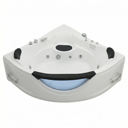 Xavier - Corner Double Massage Bathtub - Milk White
