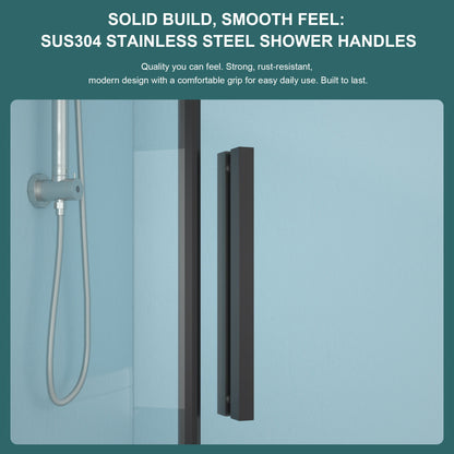 Diamond Shaped Corner Shower Door, Inward Sliding, Stainless Steel Frame