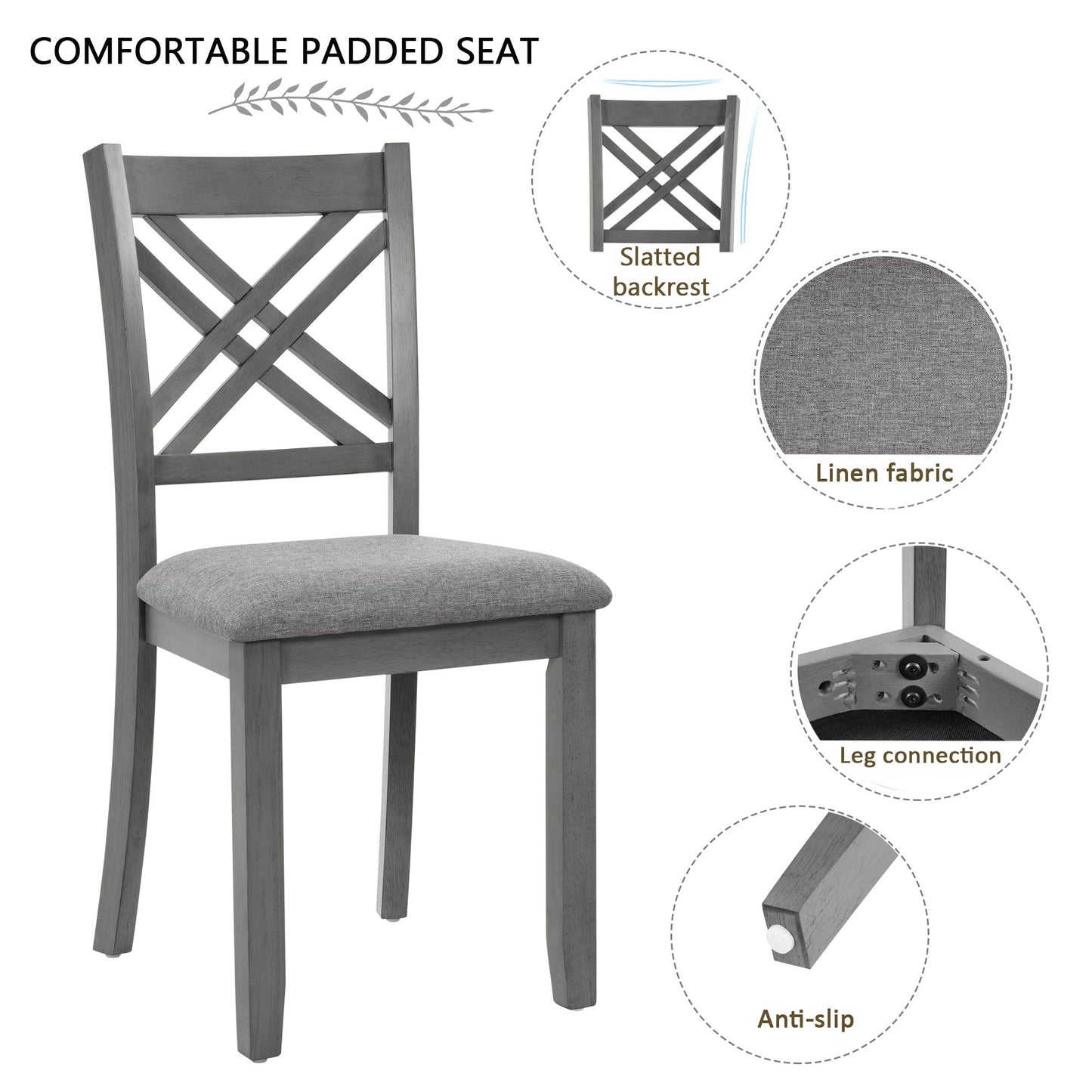 Kitchen Dining Set, Rectangular Dining Table & Upholstered Chairs