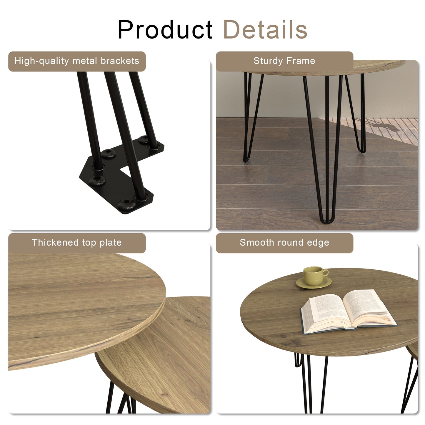 Round Nesting Coffee Table For Living Room (Set of 2)