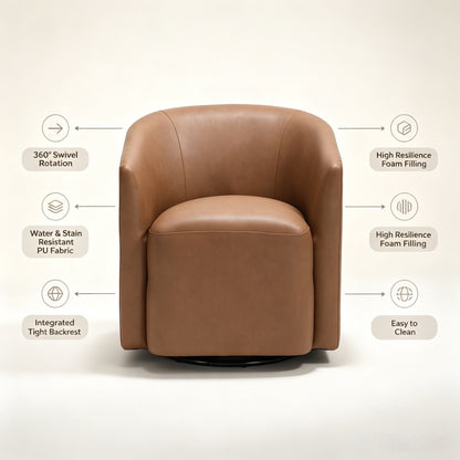 Swivel Barrel Accent Chair For Living Room - Antique Brown