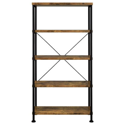 Avon - 2 Piece Computer Desk And Bookcase With 3 Drawers - Rustic Brown