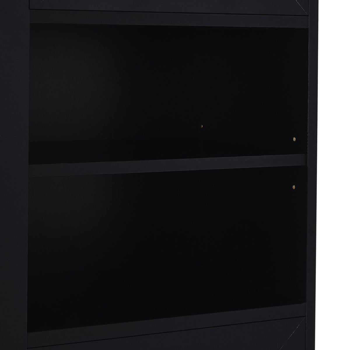 Tall Freestanding Bathroom Storage Cabinet With Adjustable Shelves And Side Hooks Board, Rectangle Design