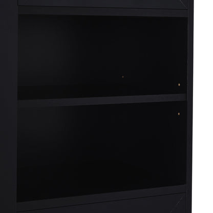 Tall Freestanding Bathroom Storage Cabinet With Adjustable Shelves And Side Hooks Board, Rectangle Design