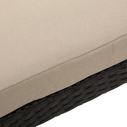 Puerta - Chaise Lounge Frame Cushion Outdoor Wicker Iron - Beige / Dark Brown