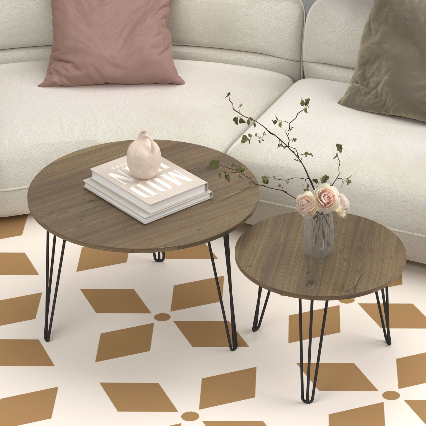 Round Nesting Coffee Table For Living Room (Set of 2)