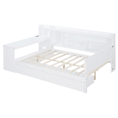 Daybed With 3 Drawers USB Ports And Desk