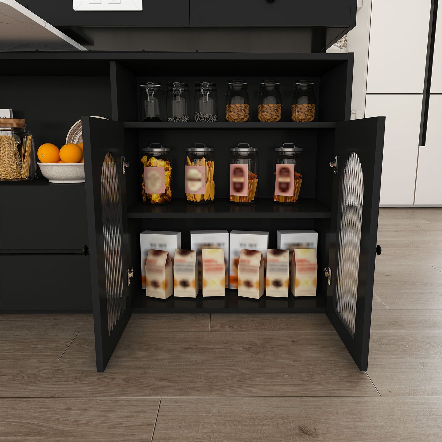 Kitchen Island With Extendable & Rotating Table