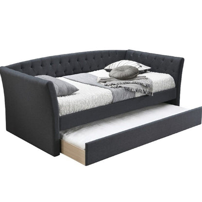 Daybed With Trundle Button Tufted Slat Included - Charcoal