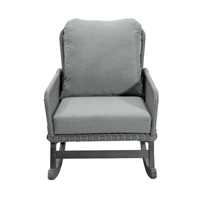 Contemporary Minimalist Wicker Rocking Chair With Soft Cushions