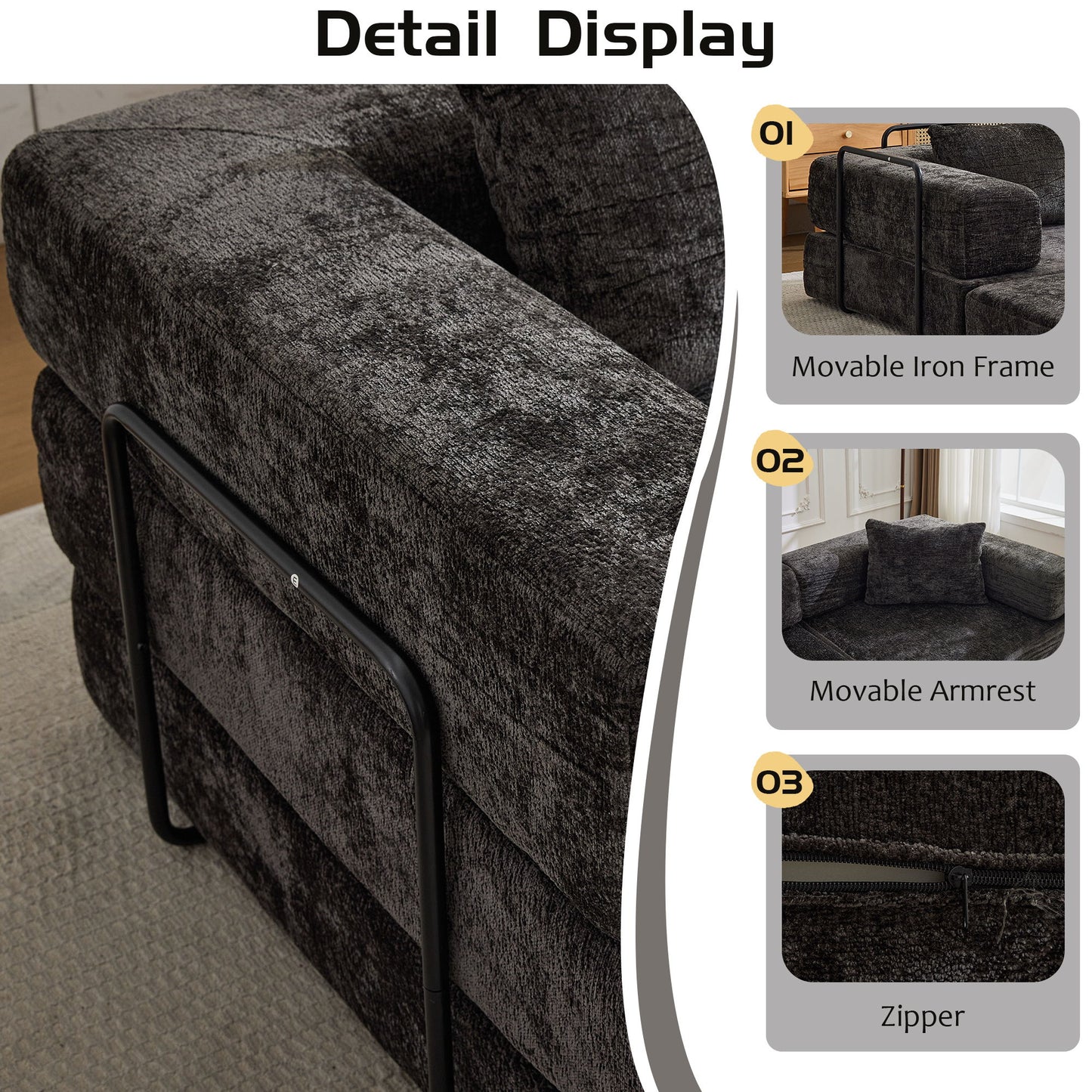 Convertible Floor Sofa Bed, Boneless Modular Sectional Sofa For Living Room