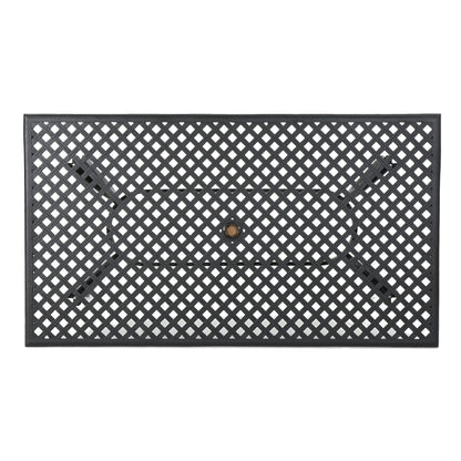 Outdoor Aluminum Dining Table With Lattice Design And Center Umbrella Hole - Black