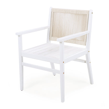 Outdoor Acacia Wood Patio Dining Armchair (Set of 2)