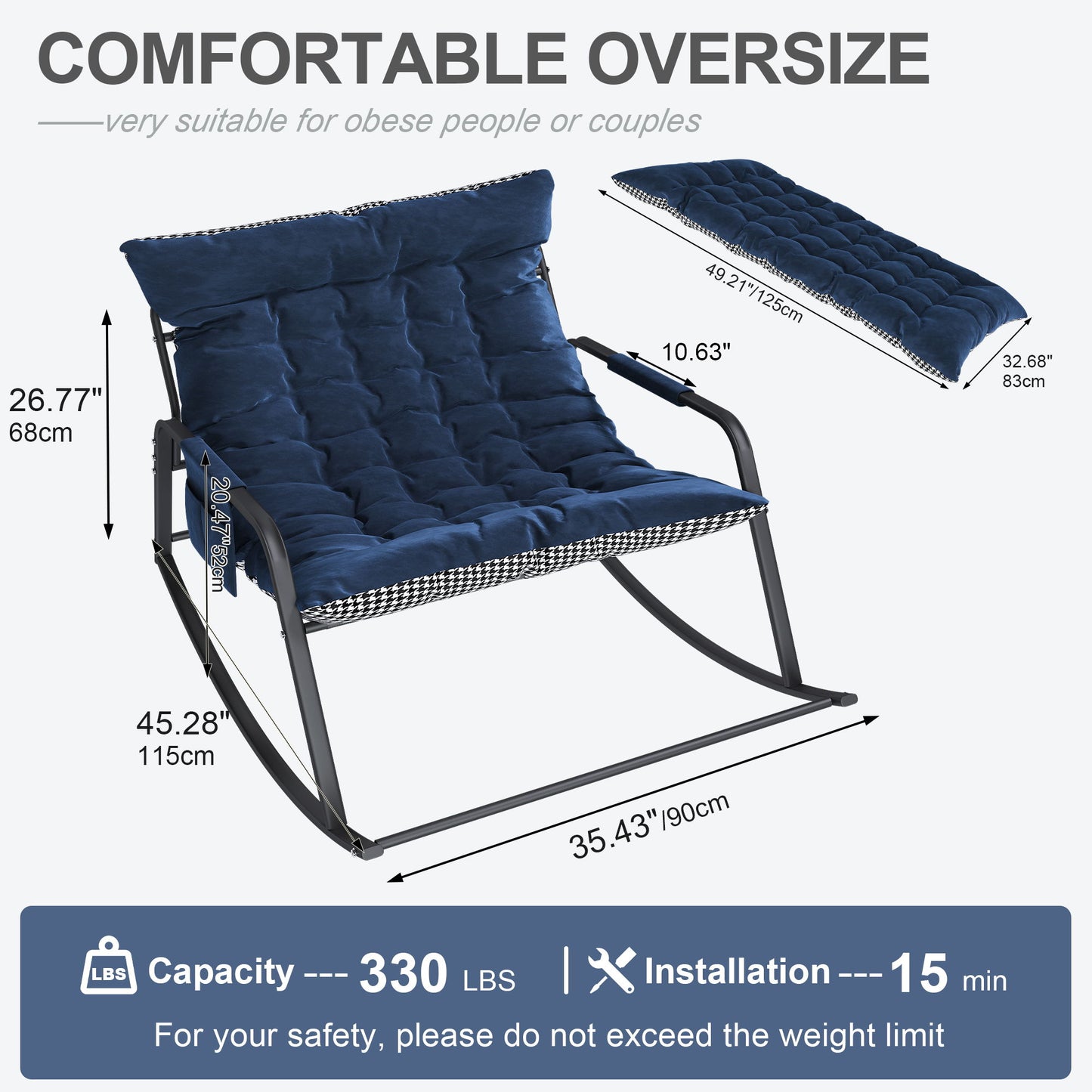 Rocking Chair With Storage, Cushions & Armrests