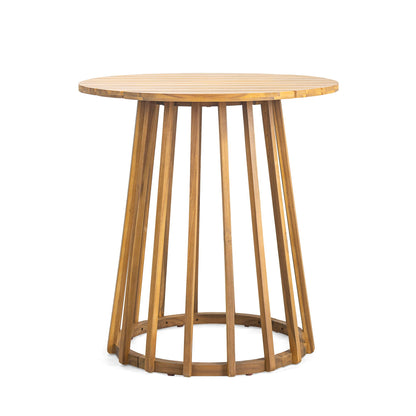 Outdoor 3 Pieces Dining Set, Round Bistro Set - Teak