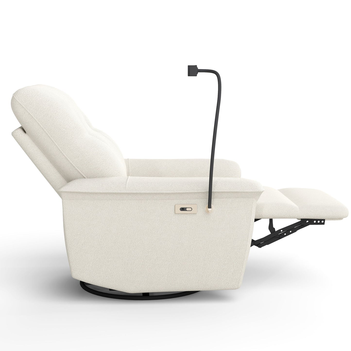 270° Power Swivel Rocker Recliner Chair With Phone Holder, Electric Glider Reclining Sofa With USB Ports For Living Room Bedroom - Beige