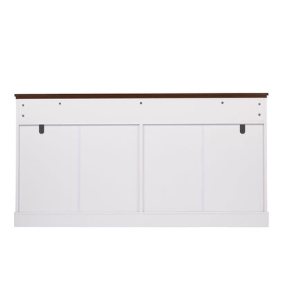 Fluted Sideboard Buffet Cabinet With 4 Doors And 3 Drawers