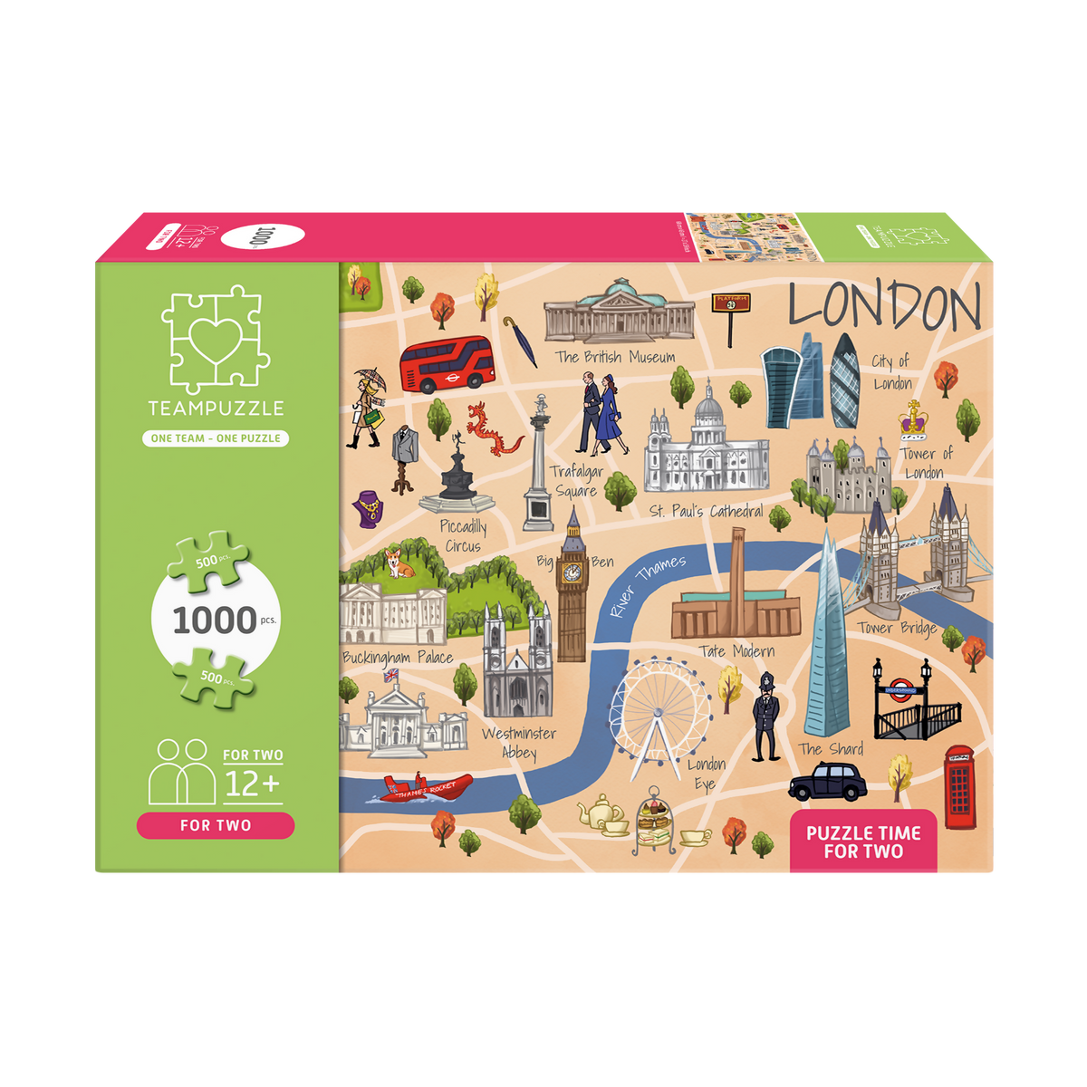 TEAMPUZZLE FOR TWO: London – 1,000-Piece Couple's Jigsaw Puzzle – Includes Scan & Explore – Ages 12+