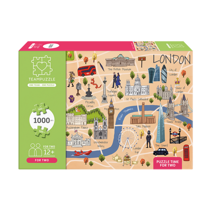 TEAMPUZZLE FOR TWO: London – 1,000-Piece Couple's Jigsaw Puzzle – Includes Scan & Explore – Ages 12+