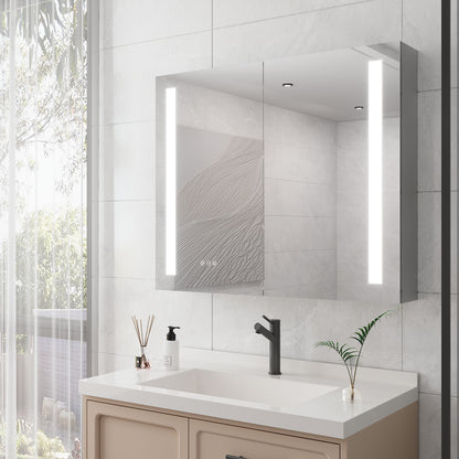LED Medicine Cabinet With Mirror, Double Door With Defogger, Dimmer, Surface Mount