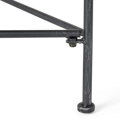 Luna - Outdoor Iron Coffee Table - Black Brush Silver