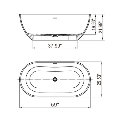 Small Size Stone Resin Solid Surface Oval Shape Freestanding Bathtub For The Bathroom - Matte White