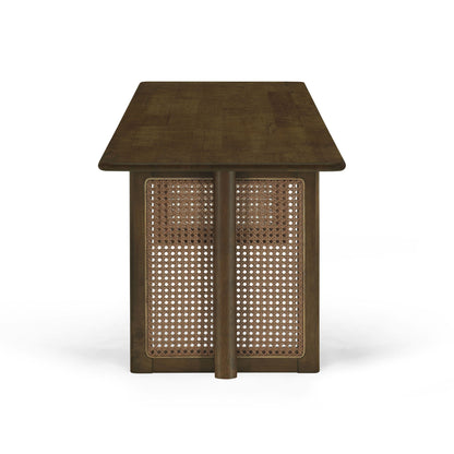 Dining Bench With Rattan Weave