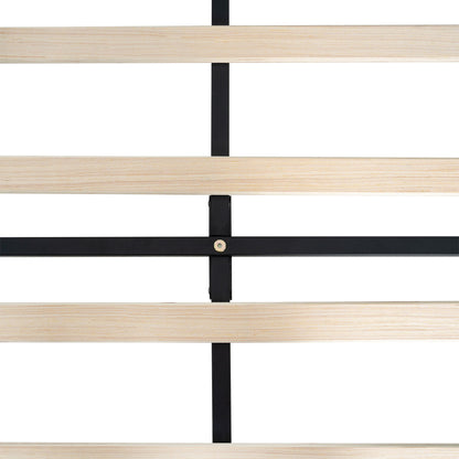 Modern Upholstered Platform Bed Frame With Button Tufted Fabric Headboard