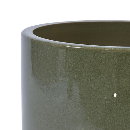 3 Pieces Ceramic Flowerpot, Planter For Patio, Garden Or Windowsills - Antique Light Green