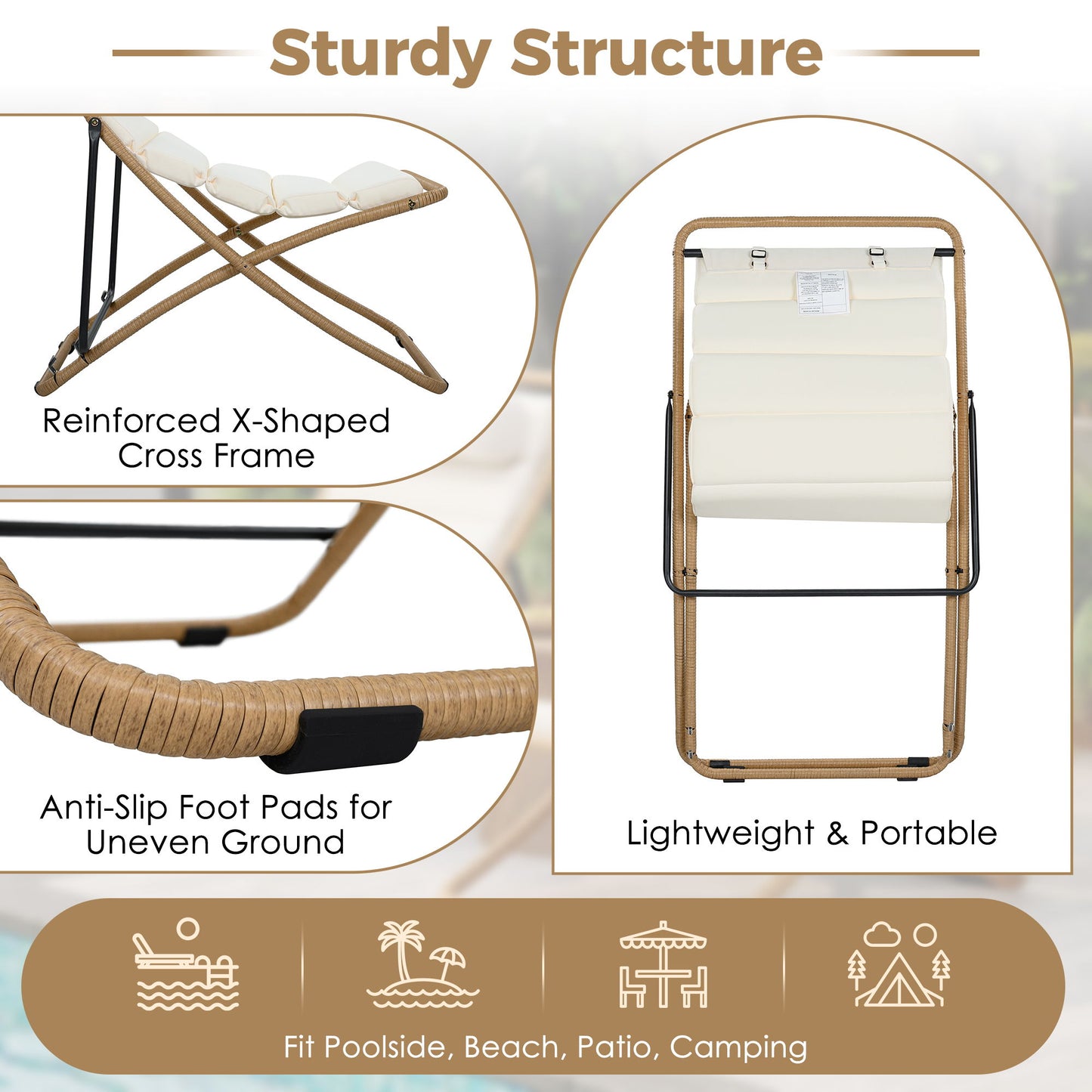 Outdoor Folding Chair With Adjustable Backrest (Set of 2)