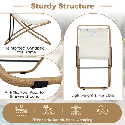 Outdoor Folding Chair With Adjustable Backrest (Set of 2)
