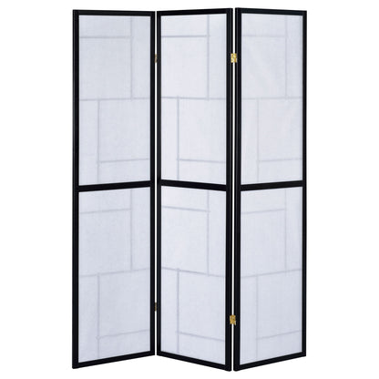 Reese - 3 Panel Room Divider Folding Shoji Screen With Accents - Beige / White