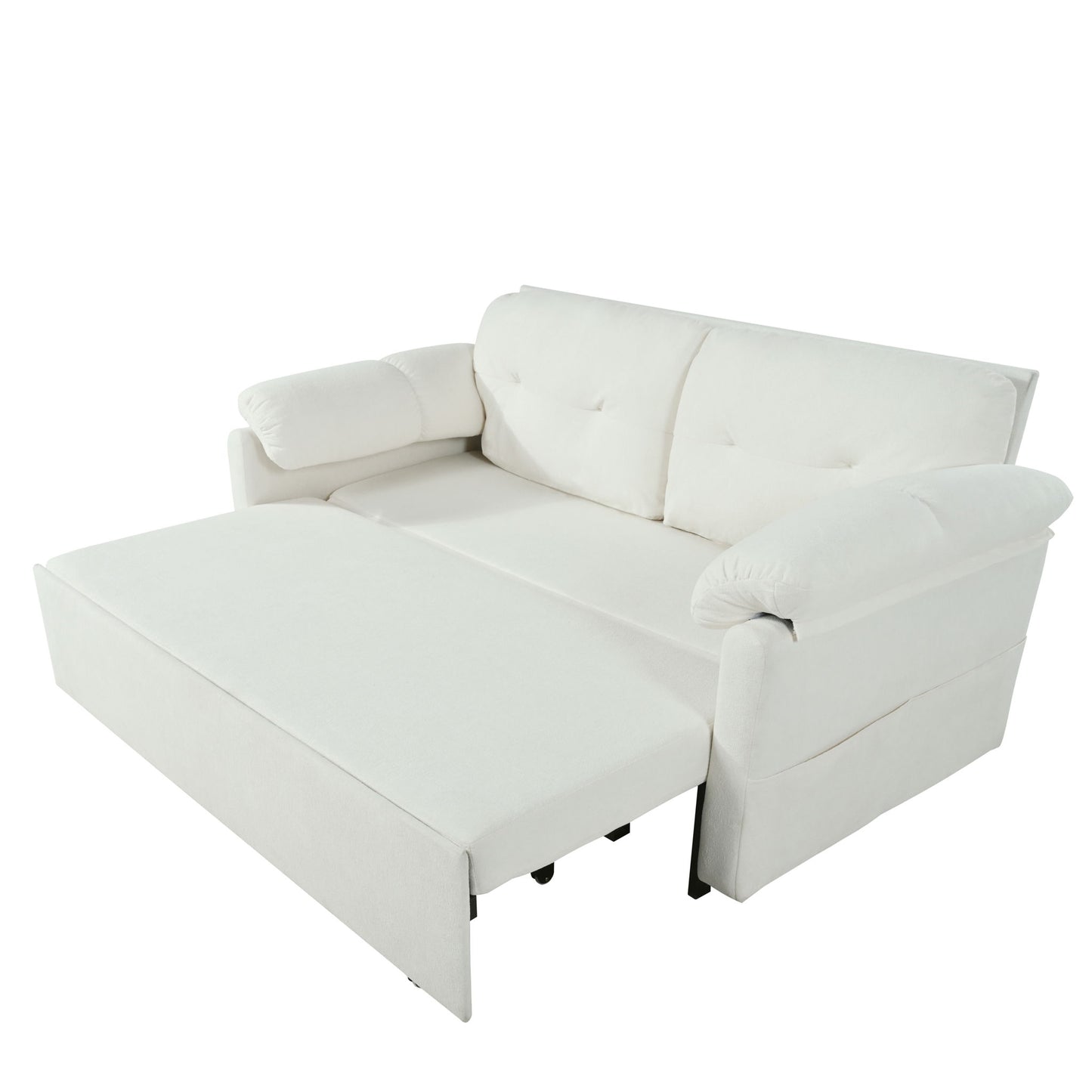 Convertible Pull Out Sofa Bed Queen Size, 3 In 1 With Side Storage