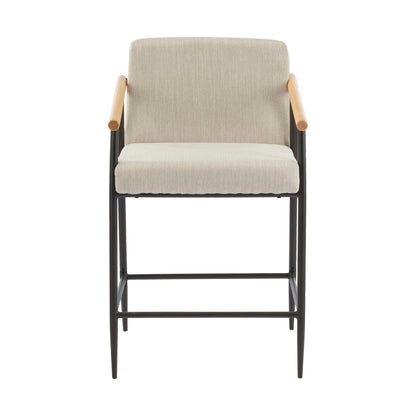 Mid Century Modern Counter Stool Set With Iron Frame