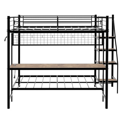 Bunk Bed With Built In Desk And LED Lighting