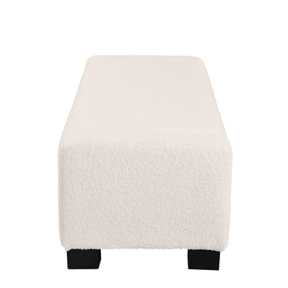 Textured Boucle Ottoman Bench With Hinged Lid For Seating And Storage - Beige