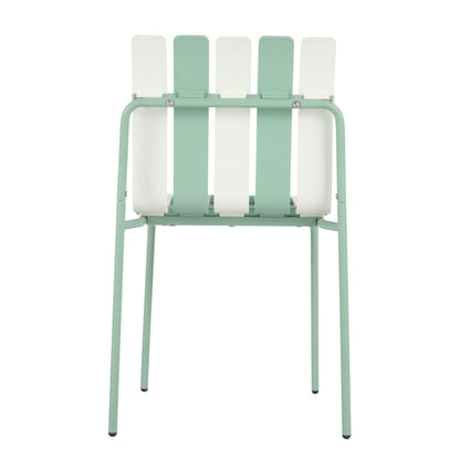 Single Chairs With Color Blocking Design (Set of 4) - Haze Green / White