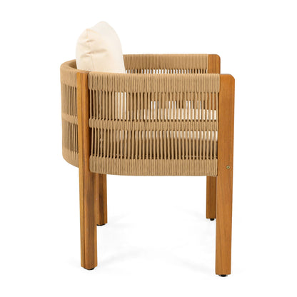 Outdoor Dining Set & Table And Rope Chairs