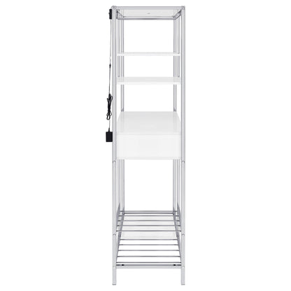 Draper - 5 Shelf LED Wine Cabinet With Pull Out Drawer - Gloss White