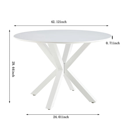 Table Mid-Century Dining Table For 4 - 6 People With Round Table Top, Pedestal Dining Table, End Table Leisure Coffee Table, Cross Leg
